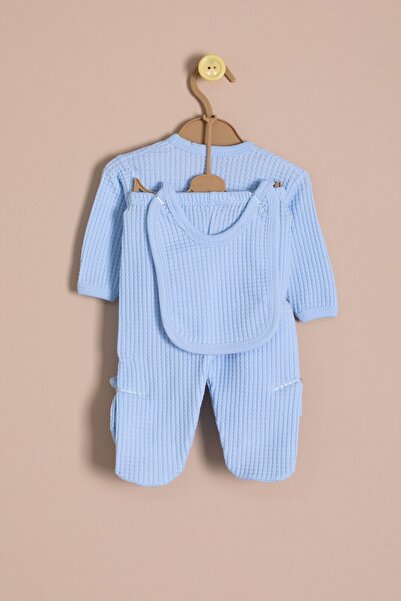 Cansın Mini Blue Baby Boy Honeycomb Hospital Discharge Set of 10 23327