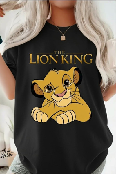 New Shine Regele Leu cu imprimeu supradimensionat tricou