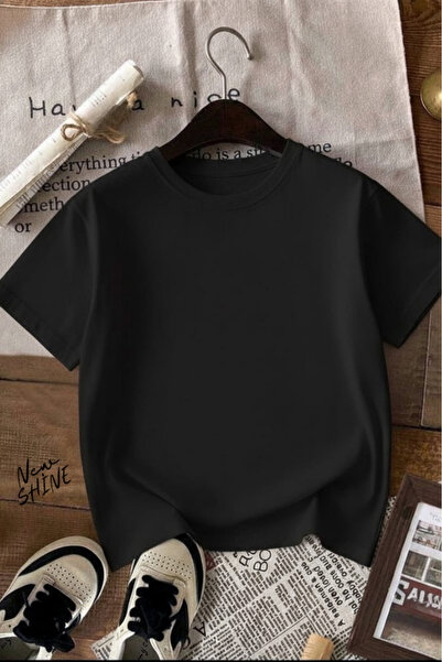 New Shine تي شيرت قصة فضفاضة للجنسين غير مطبوع