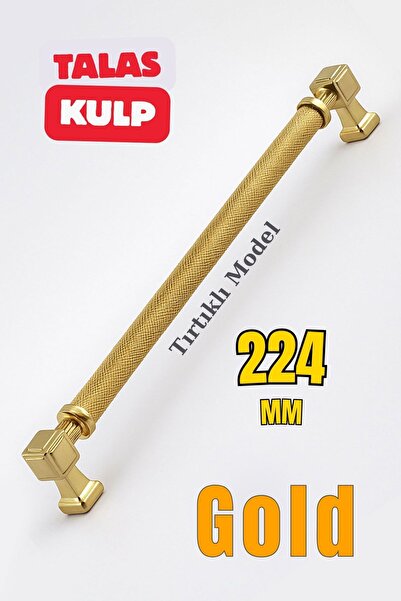 Badem10 Talas 224 mm Tırtıklı Gold Altın Metal Kulp Kapak Kulpu Dayanıklı Mob...