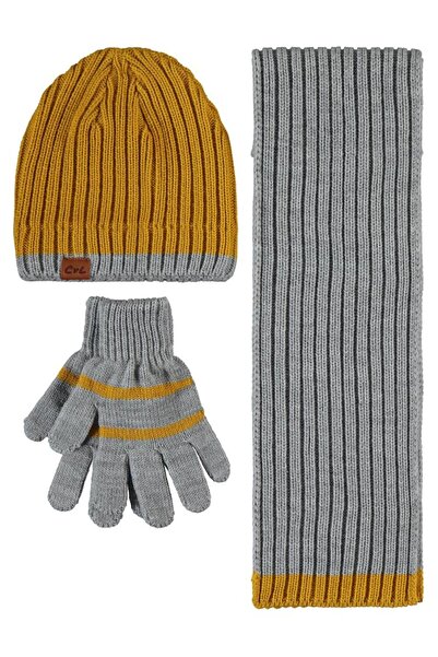 Civil Boys مجموعة قفازات وشاح للأطفال من عمر 6 إلى 9 سنوات - الخردل القياسي