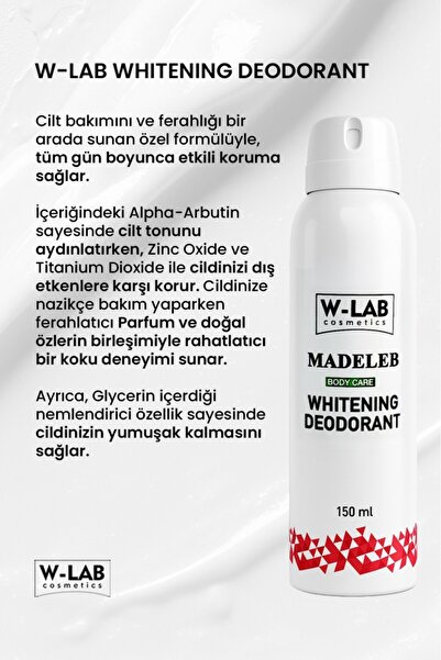 W-Lab Kozmetik Whitening Deodorant 150 Ml
