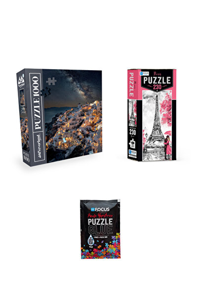 Neverland 1000 PARÇA PUZZLE SANTORINI VE 230 PARÇA PARIS VE PUZZLE YAPIŞTIRICISI