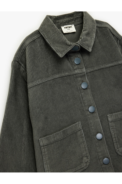 Koton Βαμβακερό μακρυμάνικο πουκάμισο oversized Velvet