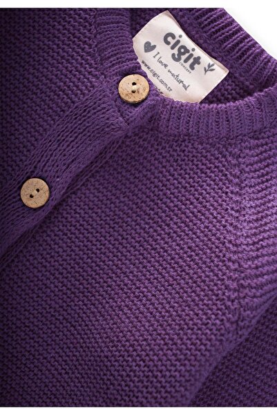 Cigit Links Knitwear Cardigan 1-8 Years Purple