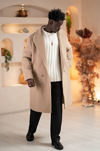 AKÇAYLAR Italian Wide Collar O Oversized (Loose Fit) Loose Long Coat