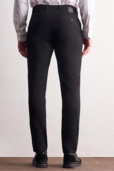 İmza Black Side Pocket Straight Leg Cotton Slim Fit Chino Casual Trousers 1003255161