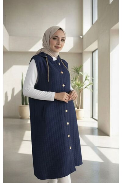 KMKkombin Women's New Season Quilted Vest with Hat