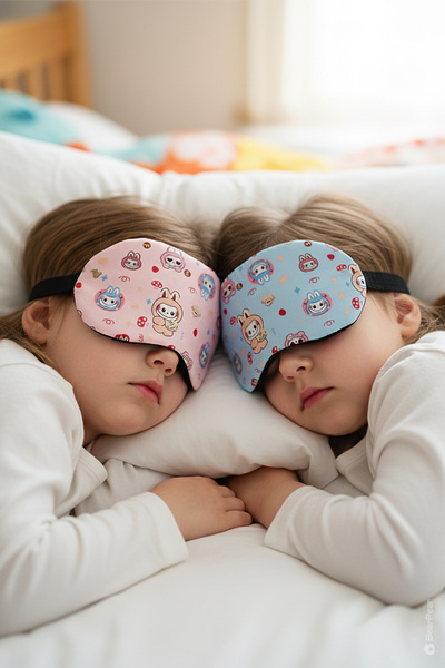 BearPear 2 Adet Labubu Uyku Bandı Uyku Maskesi Göz Bandı