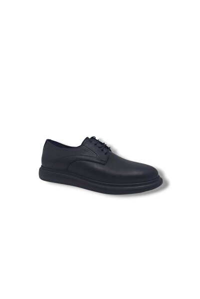 Zerhan 249 Men's Black Lace-Up Genuine Leather Casual Shoes