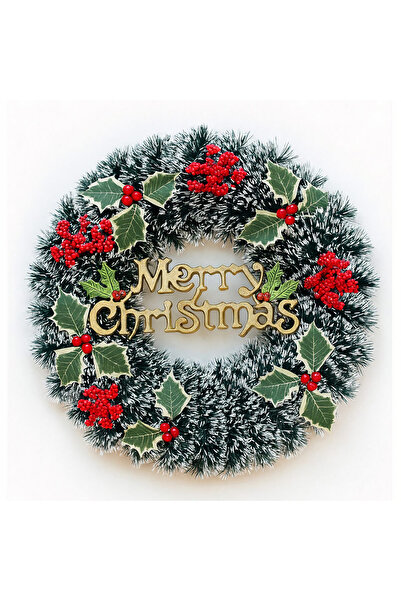 QYY Decorative Christmas Wreath 45cm, with Leaves and Cranberries