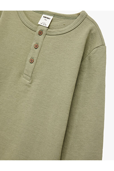 Koton Βαμβακερό μακρυμάνικο μπλουζάκι με κουμπιά