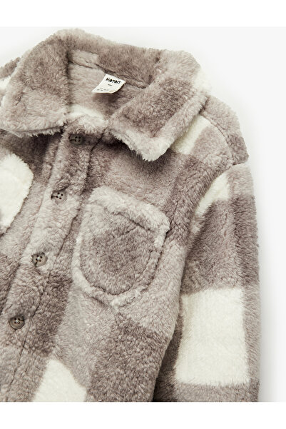 Koton Jachetă în carouri cu mâneci lungi, buzunare și detaliu cu nasturi