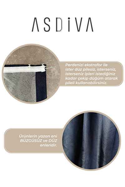 ASDİVA Jacquard Woven Drawstring Extrafoam Single Panel Non-Pleated Glitter Detailed Size Options Available Coffee Gold Background Curtain