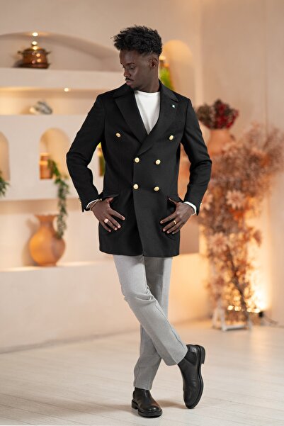 Paul Martin Italian Collar Woolen K Double-Breasted Cashmere Coat