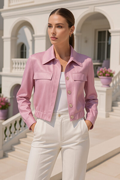 Rich Women's Lilac Long Sleeve Pocket Detailed Short Jacket