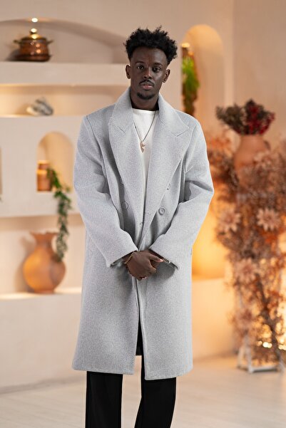 AKÇAYLAR Italian Wide Collar O Oversized (Loose Fit) Loose Long Coat