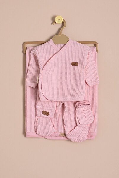 Cansın Mini Pink Baby Girl Honeycomb 7-Piece Hospital Discharge Set 23333