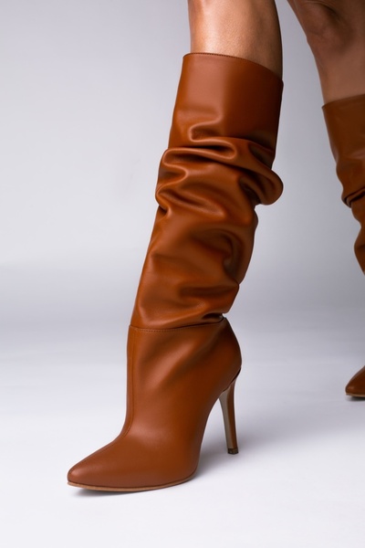 Vanilla Days Cizme cu toc înalt Espresso Whisper, piele maro