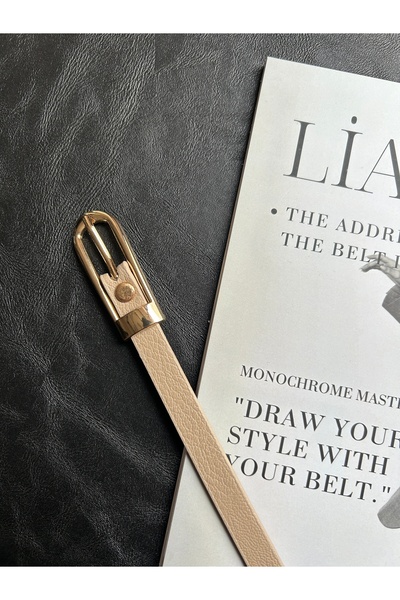 LİA KEMER Flare Round Patterned Women's Gold Buckle Belt Jacket Belt Dress Belt Trouser Belt