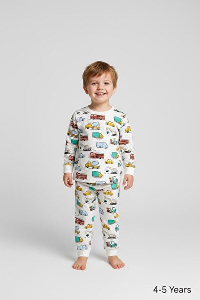 morbella Baskılı Erkek Çocuk Pijama Takımı | Dinazor, Robot, Araba Desenli Uz...