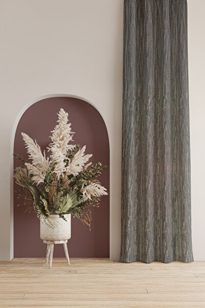 ASDİVA ستارة جدارية من الجاكار المنسوج بحافة واحدة بدون طيات مع تفاصيل لامعة بلون الكريم