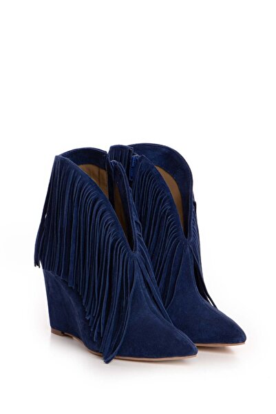 Vanilla Days Nemesis Navy Suede Fringe Western Boots