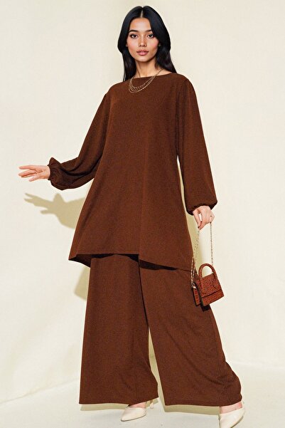 Hiccup Bdart Textured Long Sleeve Tunic and Wide Leg Pants Set