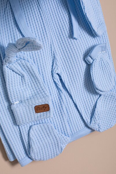 Cansın Mini Blue Baby Boy Honeycomb 7-Piece Hospital Discharge Set 23332