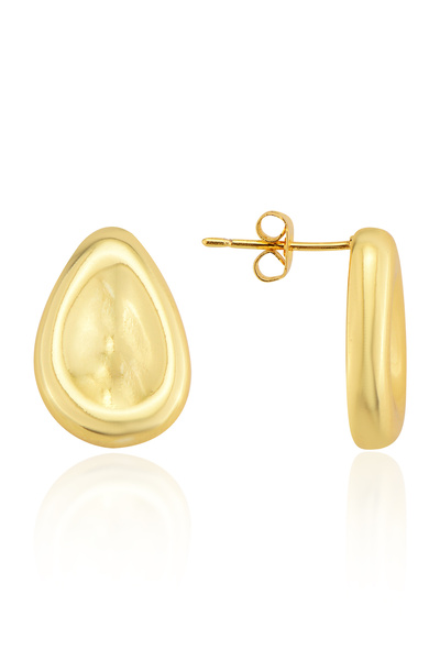 Cosmia Shine أقراط من الفولاذ المقاوم للصدأ بلون ذهبي طراز داملا بسيط