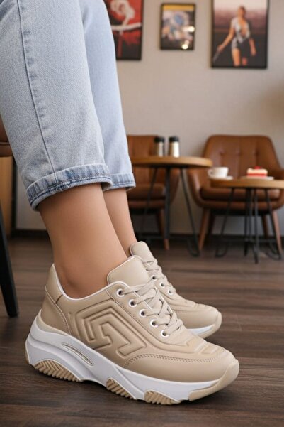 sefayol Alete Nude Mat Deri Kadın Spor Ayakkabı