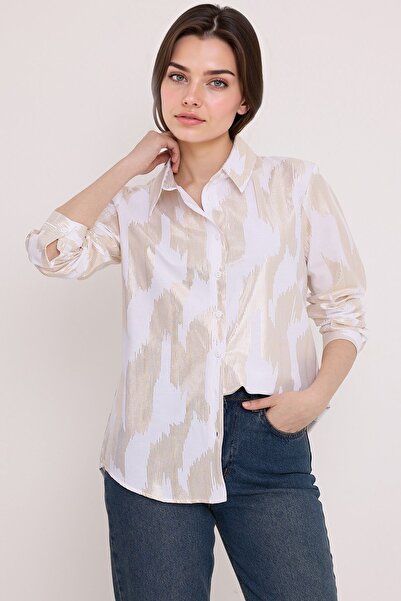 Hiccup BDART Помпон Детайлна блуза от креп с принт