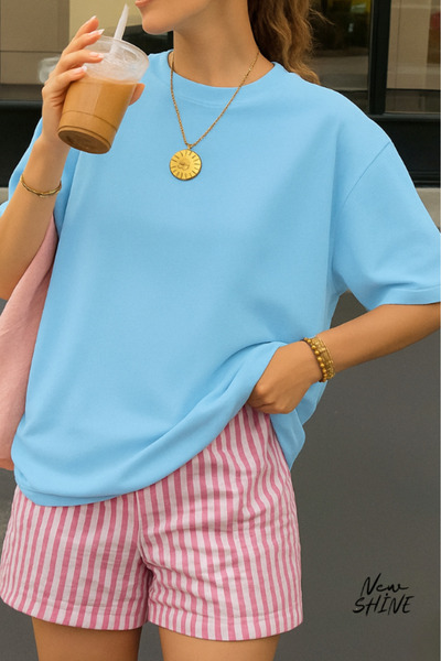 New Shine Μπλουζάκι Unisex oversized χωρίς στάμπα