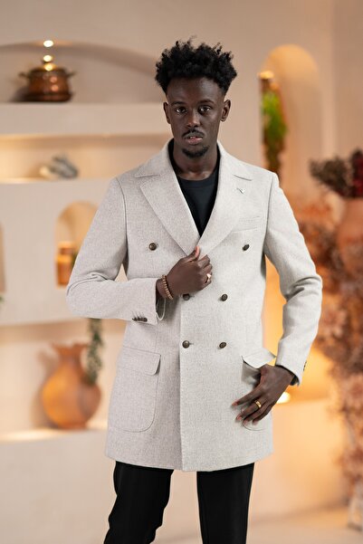 Paul Martin Italian Collar Woolen K Double-Breasted Cashmere Coat