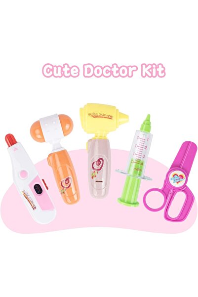 Toybox Doctor Cart Kit for Kids, Medical Play Set with Lights (Pink)