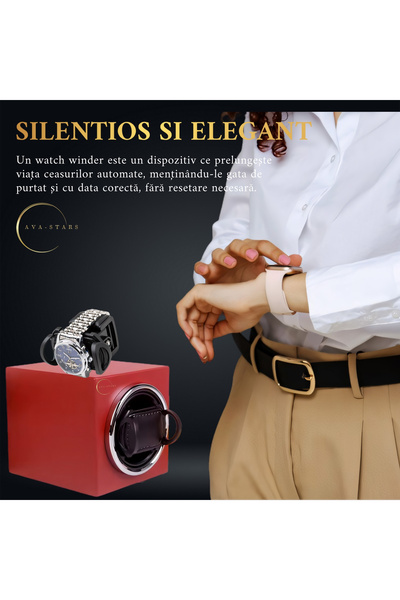 AVA-STARS Automatic watch winder box, Luxury F1, 12.5 x 11 x 11 cm, Silent Motor, Wood