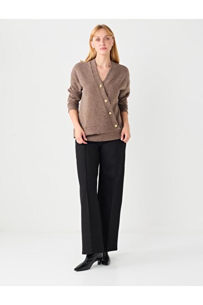 Jimmy Key Mink Relaxed Fit Soft Textured V-Neck Knitted Cardigan