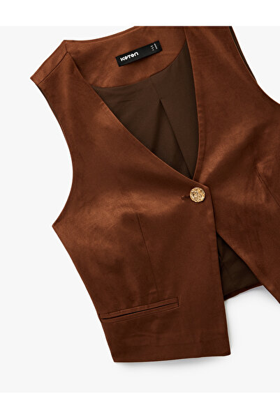 Koton Γιλέκο από ψεύτικο σουέτ με κουμπιά και λαιμόκοψη σε σχήμα V