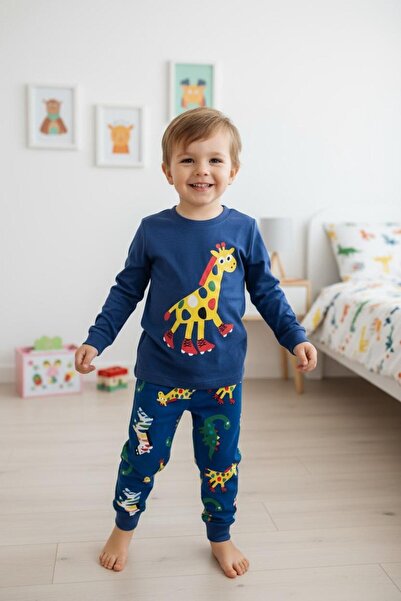 morbella Baskılı Erkek Çocuk Pijama Takımı | Dinazor, Robot, Araba Desenli Uz...