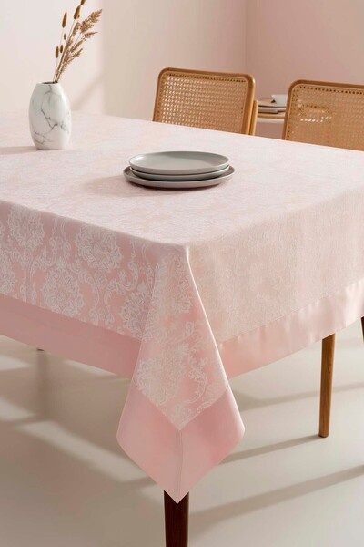 Rivaİstanbul مفرش طاولة دمشقي وردي اللون 160x220 سم