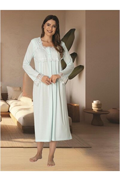 Lohusa Homewear Women's Turquoise Easy Breastfeeding Lace Detailed Stylish Ma...