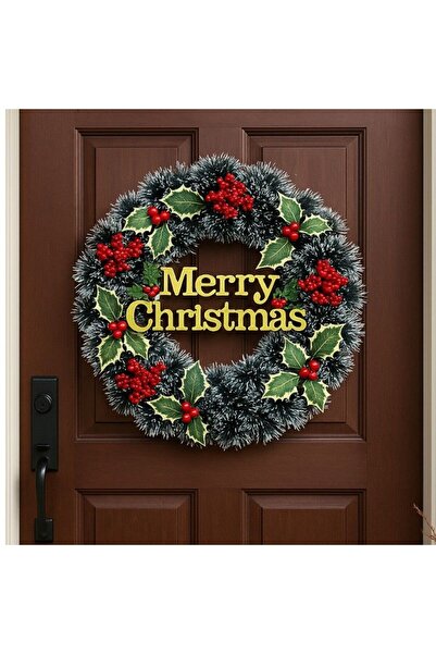 QYY Decorative Christmas Wreath 45cm, with Leaves and Cranberries