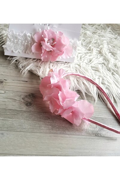çiğdem kaya design Pink Hydrangea Mother Baby Crown Set, Hair Accessory, Post...