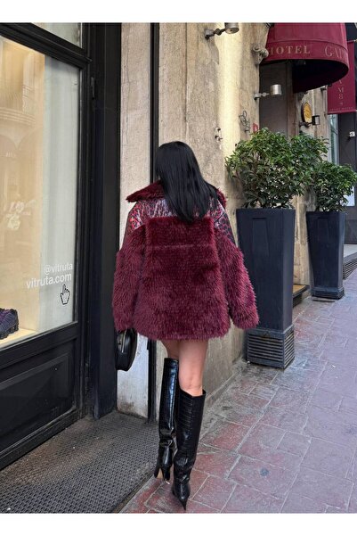 Lady Pixie Fur collar leopard scale embroidered coat