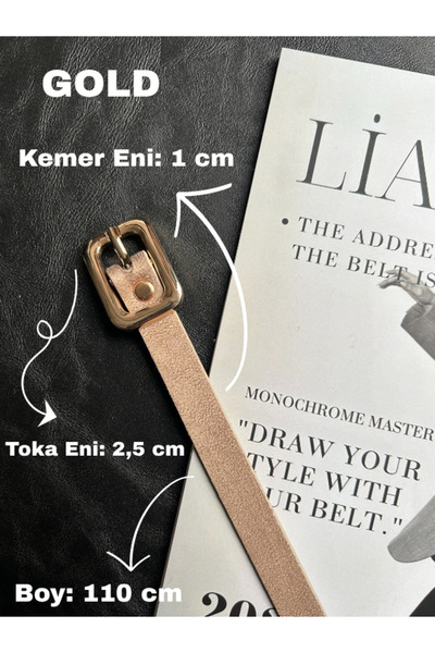 LİA KEMER Glint Rectangular Patterned Suede Women's Gold Buckle Belt Jacket Belt Dress Belt Trouser Belt