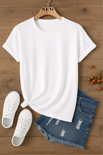 New Shine تي شيرت قصة فضفاضة للجنسين غير مطبوع