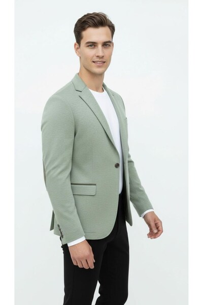 Plus Scorpion Khaki Men's Italian Cut Blazer Jacket – Sleeve Patched, S Slim Fit Stylish and Modern Design