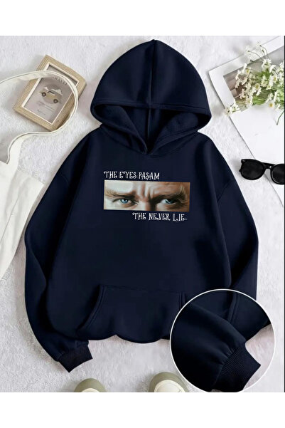 Toum أتاتورك مطبوع سويت شيرت بقلنسوة للجنسين قصة فضفاضة بغطاء رأس