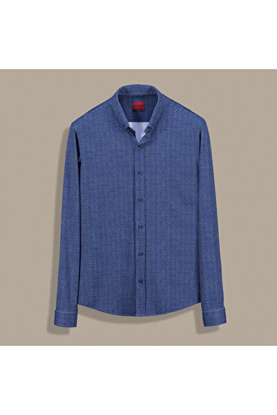 Sarar İNTERVİEW Goias Soho Düğmeli Yaka Mavi Gömlek