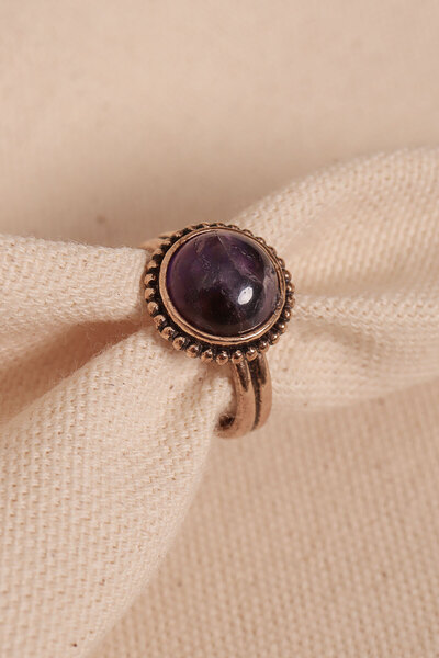 Süspüs Accessories خاتم أصلي قابل للتعديل مرصع بحجر الجمشت